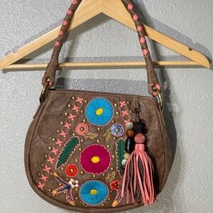 Consuela Embroidered Leather Purse